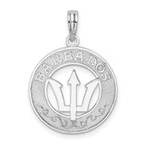 Sterling Silver Barbados Trident Pendant with Wave Detailing, Caribbean Heritage Charm