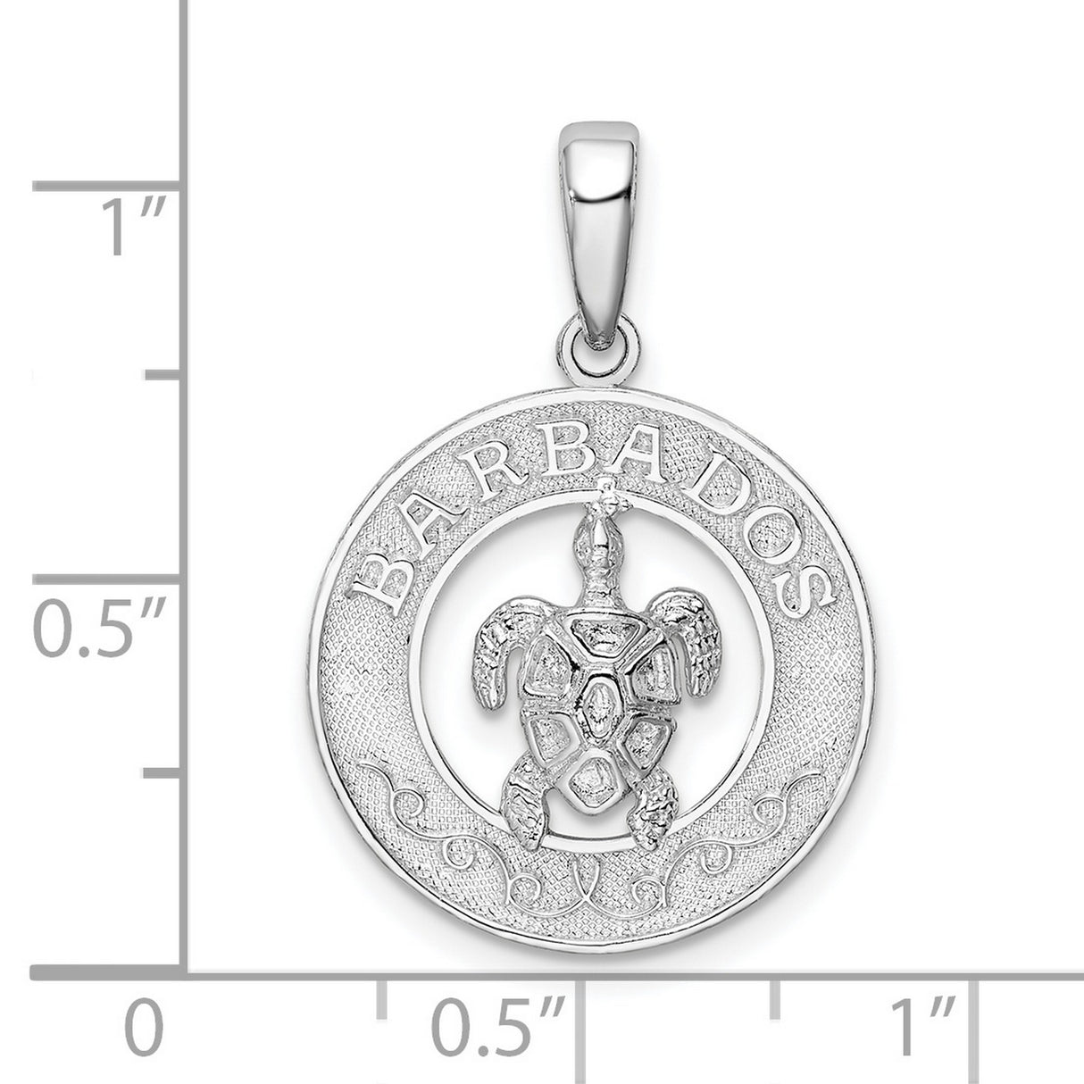 Sterling Silver Sea Turtle Pendant, Caribbean Medallion with Island Heritage Symbol