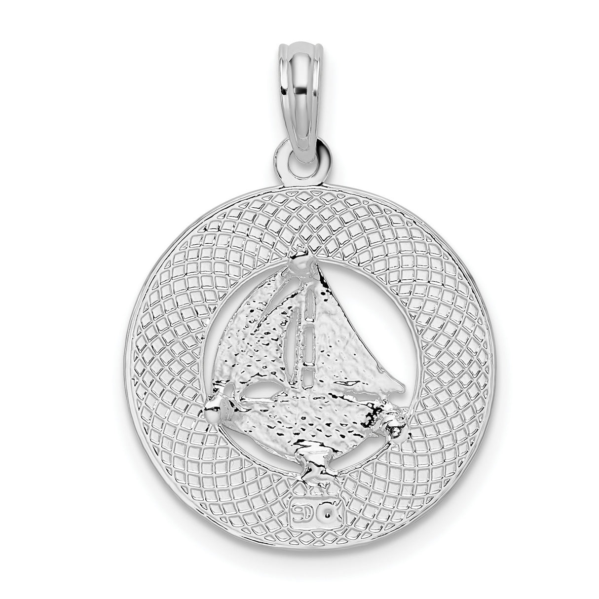 Sterling Silver Nautical Pendant with Newport Rhode Island and Sailboat Charm