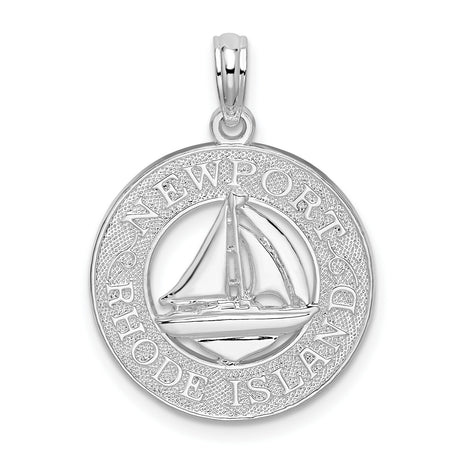 Sterling Silver Nautical Pendant with Newport Rhode Island and Sailboat Charm