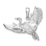 Sterling Silver Crane Pendant with Outstretched Wings, Nature Inspired Bird Jewelry for Women