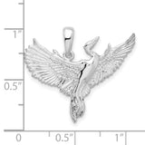 Sterling Silver Crane Pendant with Outstretched Wings, Nature Inspired Bird Jewelry for Women