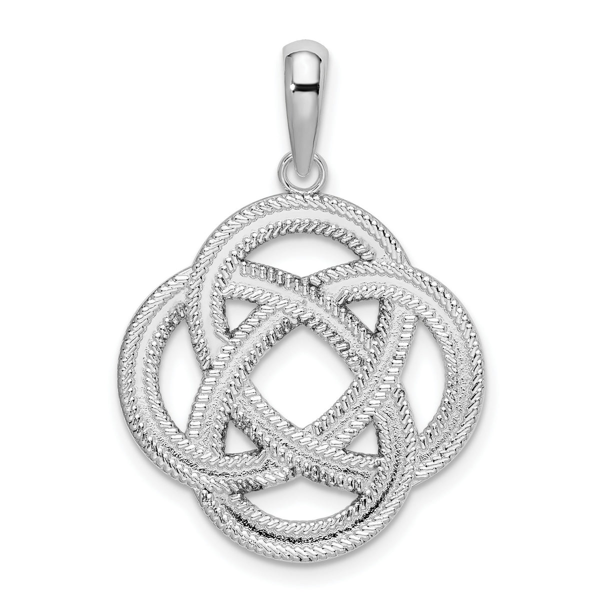 Sterling Silver Celtic Knot Pendant with Woven Eternity Design and Interconnected Circle Motif