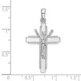 Sterling Silver Crucifix Cross Pendant with Detailed Jesus Figure and Beaded Edge
