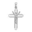 Sterling Silver Crucifix Cross Pendant with Detailed Jesus Figure and Beaded Edge