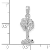 Sterling Silver Palm Tree Pendant, Tropical Design Symbolizing Relaxation and Paradise