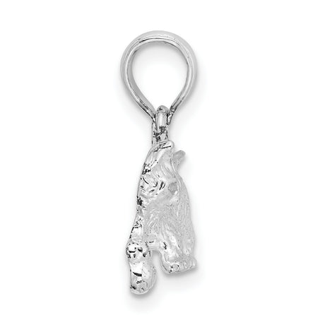 Polished Cat with Ball Charm Pendant in Real 925 Sterling Silver