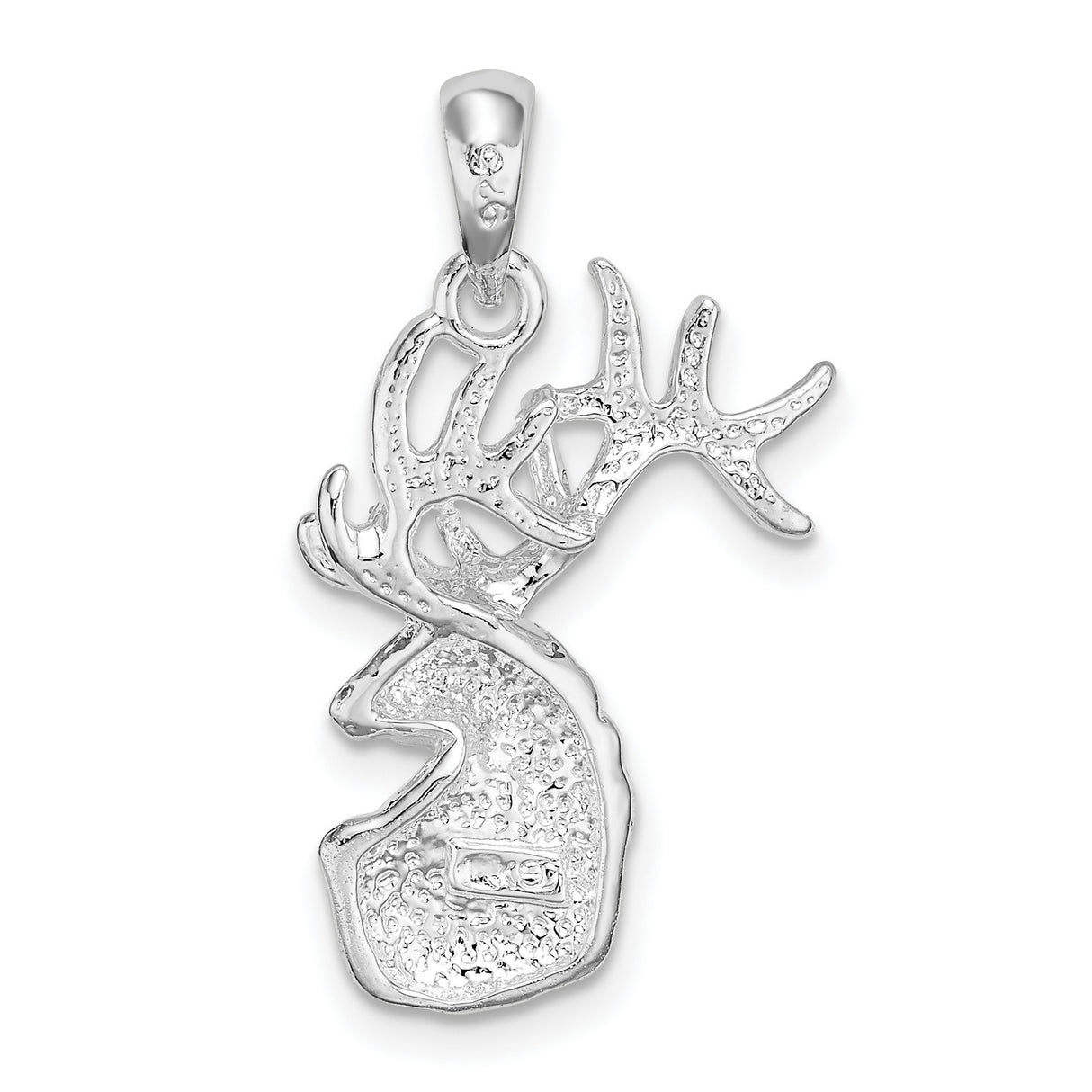 Sterling Silver Elk Head Pendant with Antler Design, Rustic Wildlife Style for Men
