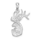 Sterling Silver Elk Head Pendant with Antler Design, Rustic Wildlife Style for Men