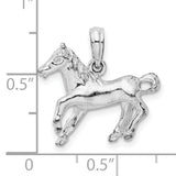 Sterling Silver Horse Pendant with Galloping Design, Equestrian Animal Charm for Women or Unisex Wear