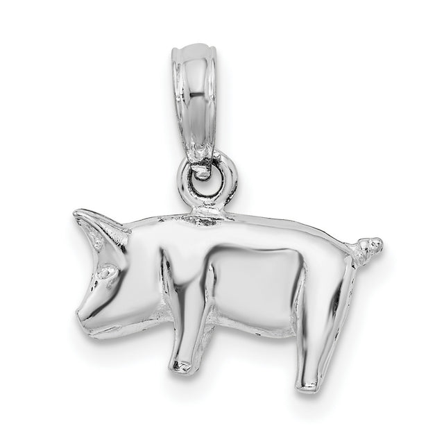 Sterling Silver Pig Charm Pendant with Detailed 3D Zodiac Design, Symbol of Luck and Prosperity
