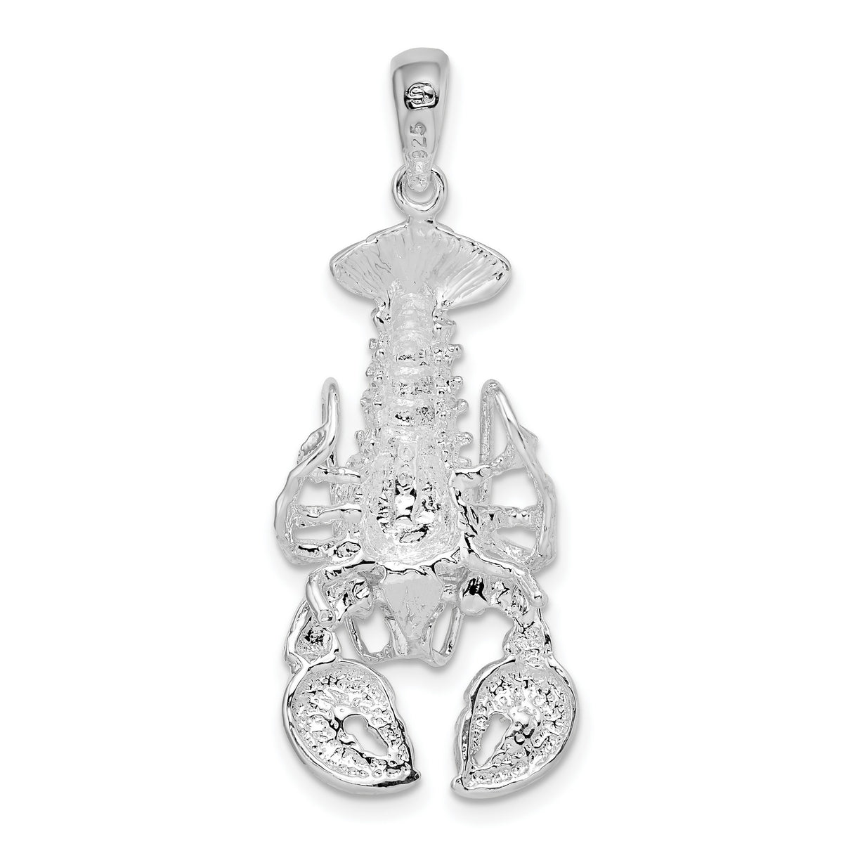 Sterling Silver Lobster Pendant, Realistic Crustacean Design, Coastal Nautical Jewelry Charm