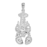 Sterling Silver Lobster Pendant, Realistic Crustacean Design, Coastal Nautical Jewelry Charm