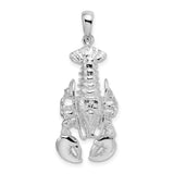 Sterling Silver Lobster Pendant, Realistic Crustacean Design, Coastal Nautical Jewelry Charm