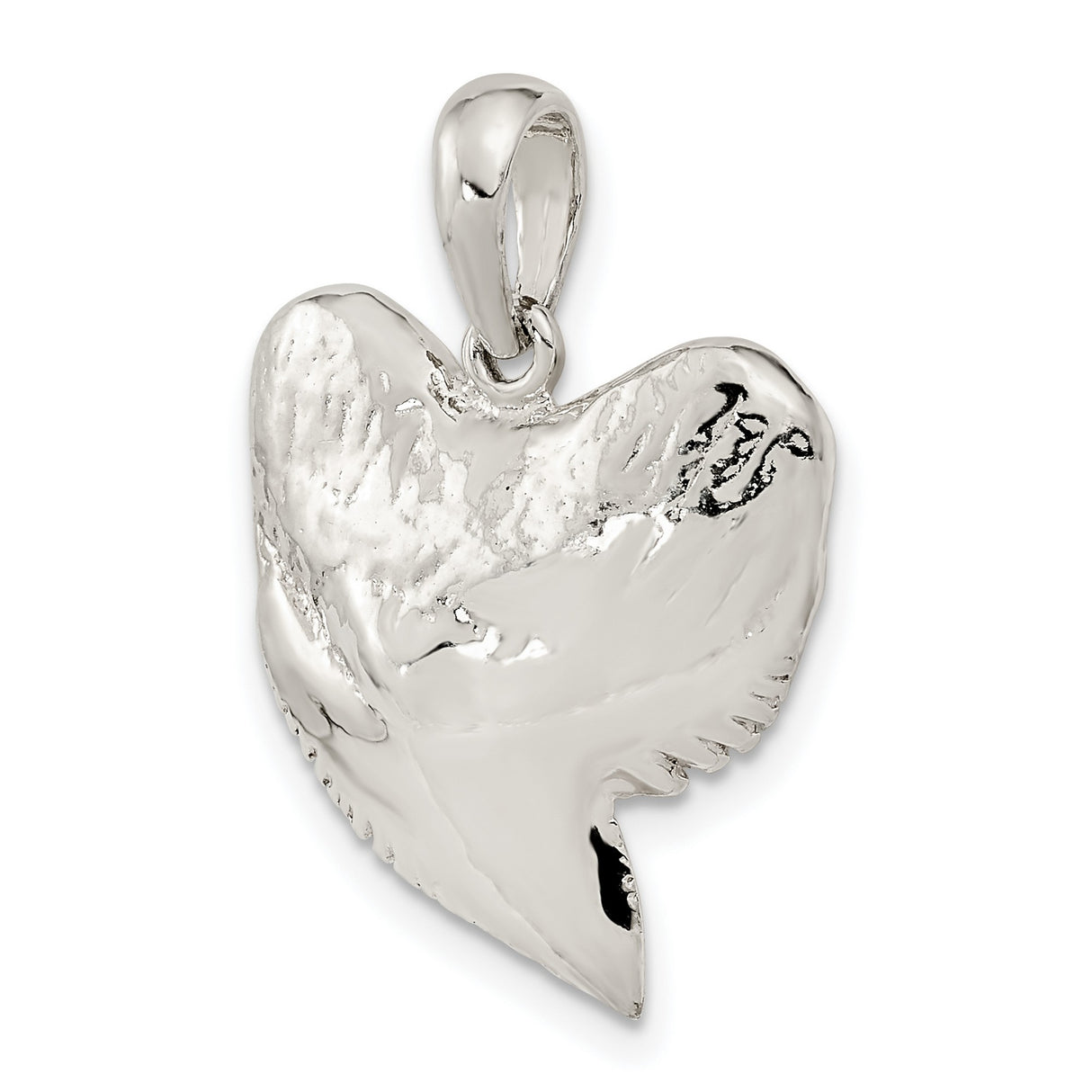Sterling Silver Shark Tooth Pendant with Realistic Fossil Design, Nautical Surfer Jewelry for Men