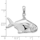 Sterling Silver Fish Pendant with Detailed Marine Design, Nautical Style Jewelry for Men or Women