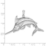Sterling Silver Marlin Fish Pendant with Detailed Ocean Design, Nautical Jewelry for Men and Women
