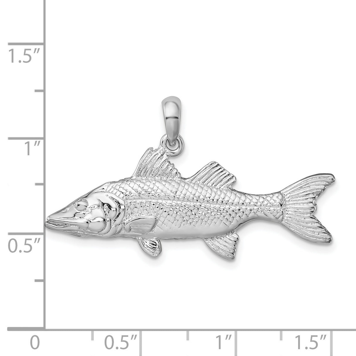 Sterling Silver Snook Fish Pendant, Realistic 3D Ocean-Inspired Angler Jewelry for Men or Unisex