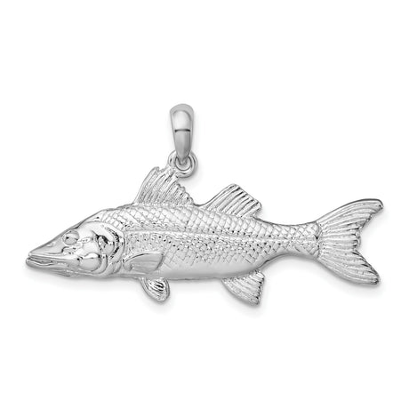 Sterling Silver Snook Fish Pendant, Realistic 3D Ocean-Inspired Angler Jewelry for Men or Unisex