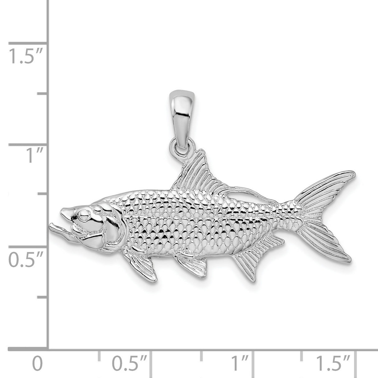 Sterling Silver Tarpon Fish Pendant with Detailed 3D Design, Nautical Marine Charm