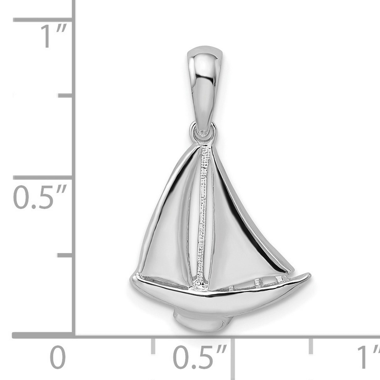 Polished Sailboat Charm Pendant in Real 925 Sterling Silver