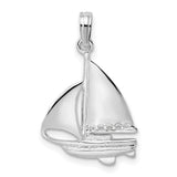 Sterling Silver Sailboat Pendant, Polished Nautical Charm with Ocean-Inspired Design