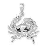Polished Stone Crab Charm Pendant in Real 925 Sterling Silver