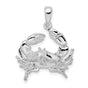 Polished Stone Crab Charm Pendant in Real 925 Sterling Silver