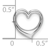 Polished Heart Slide Charm Pendant in Real 925 Sterling Silver