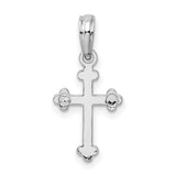Sterling Silver Budded Cross Pendant, Smooth Polished Finish, Unisex Religious Jewelry