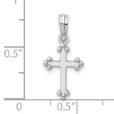 Sterling Silver Budded Cross Pendant, Smooth Polished Finish, Unisex Religious Jewelry