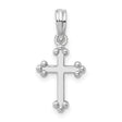 Sterling Silver Budded Cross Pendant, Smooth Polished Finish, Unisex Religious Jewelry
