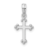 Sterling Silver Budded Cross Pendant, Smooth Polished Finish, Unisex Religious Jewelry