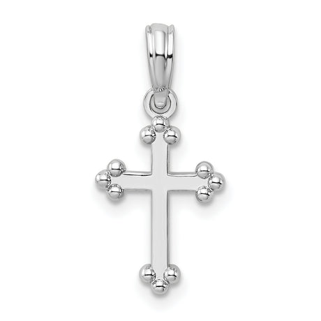 Sterling Silver Budded Cross Pendant, Smooth Polished Finish, Unisex Religious Jewelry