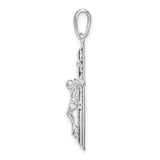 Sterling Silver Crucifix Cross Pendant with Jesus Figure, Polished Religious Design