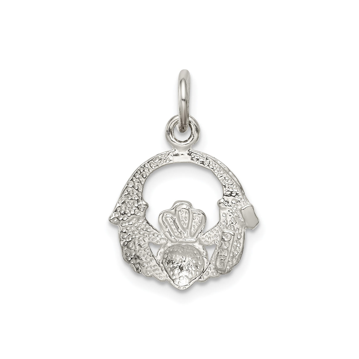 Sterling Silver Claddagh Pendant with Heart and Crown Symbol, Irish Celtic Jewelry