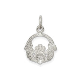 Sterling Silver Claddagh Pendant with Heart and Crown Symbol, Irish Celtic Jewelry