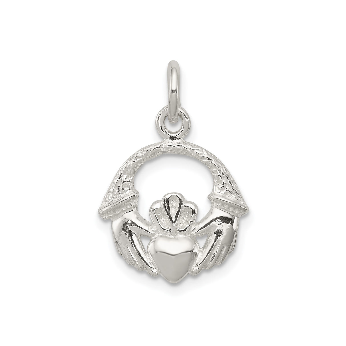 Sterling Silver Claddagh Pendant with Heart and Crown Symbol, Irish Celtic Jewelry