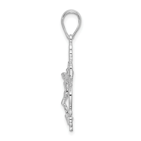 Sterling Silver Crucifix Cross Pendant with Baroque Filigree Design and Christ Depiction