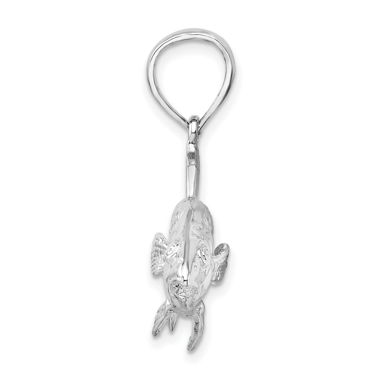 Sterling Silver Striped Bass Pendant with 3D Fish Design, Nautical Jewelry for Men