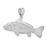 Sterling Silver Striped Bass Pendant with 3D Fish Design, Nautical Jewelry for Men