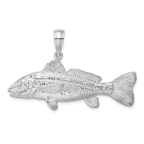 Sterling Silver Striped Bass Pendant with 3D Fish Design, Nautical Jewelry for Men