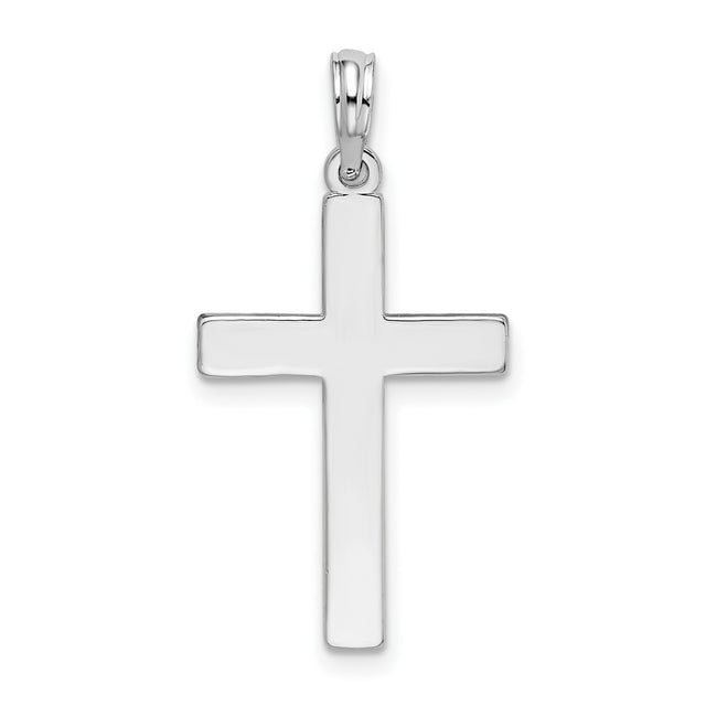 Sterling Silver Latin Cross Pendant with Mirror Polish, Minimalist Religious Charm for Men and Women