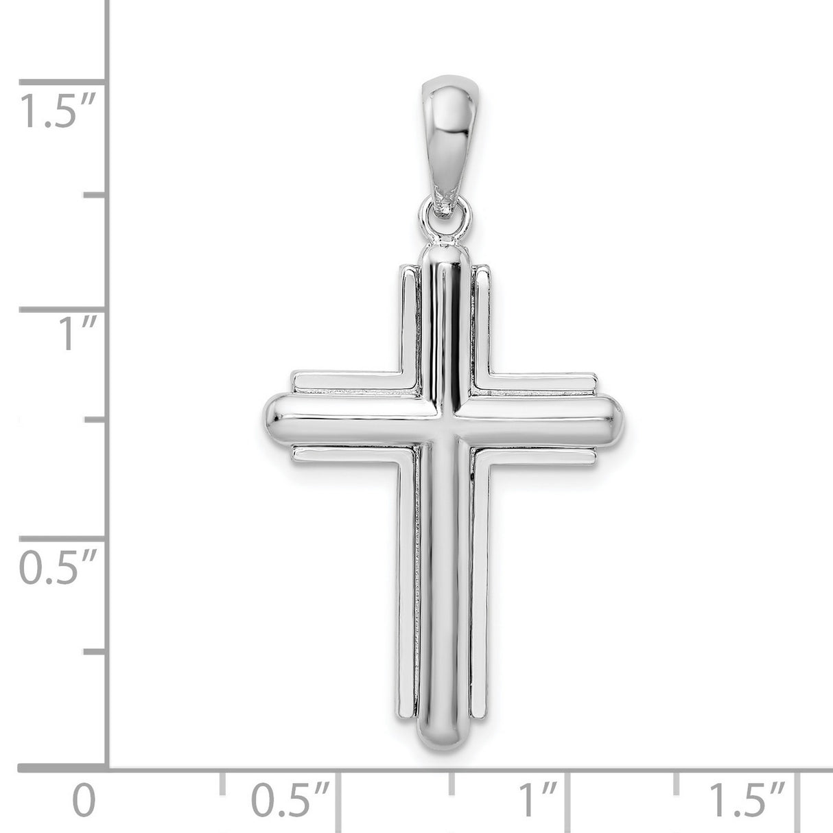 Sterling Silver Cross Pendant with Rounded Frame and Polished Beveled Design