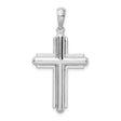 Sterling Silver Cross Pendant with Rounded Frame and Polished Beveled Design