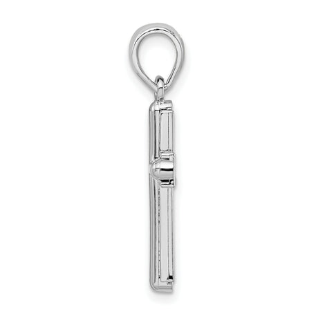Sterling Silver Cross Pendant with Layered Metal Accents and Polished Finish
