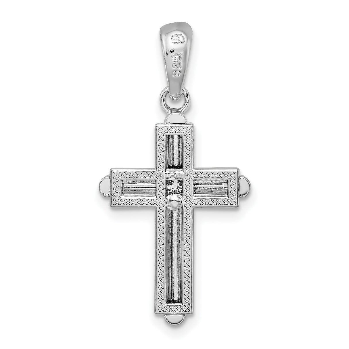 Sterling Silver Cross Pendant with Layered Metal Accents and Polished Finish