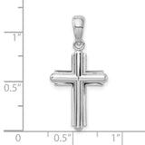 Sterling Silver Cross Pendant with Layered Metal Accents and Polished Finish