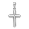 Sterling Silver Cross Pendant with Layered Metal Accents and Polished Finish