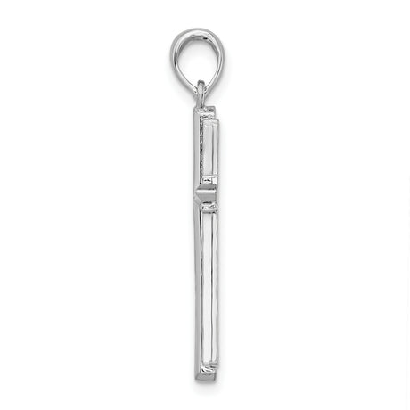 Sterling Silver Cross Pendant with Mirror Finish and Beveled Edges for Men and Women